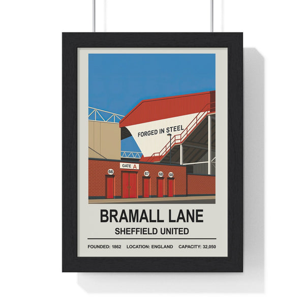 Sheffield United Bramall Lane stadium print framed in black MDF frame with perspex