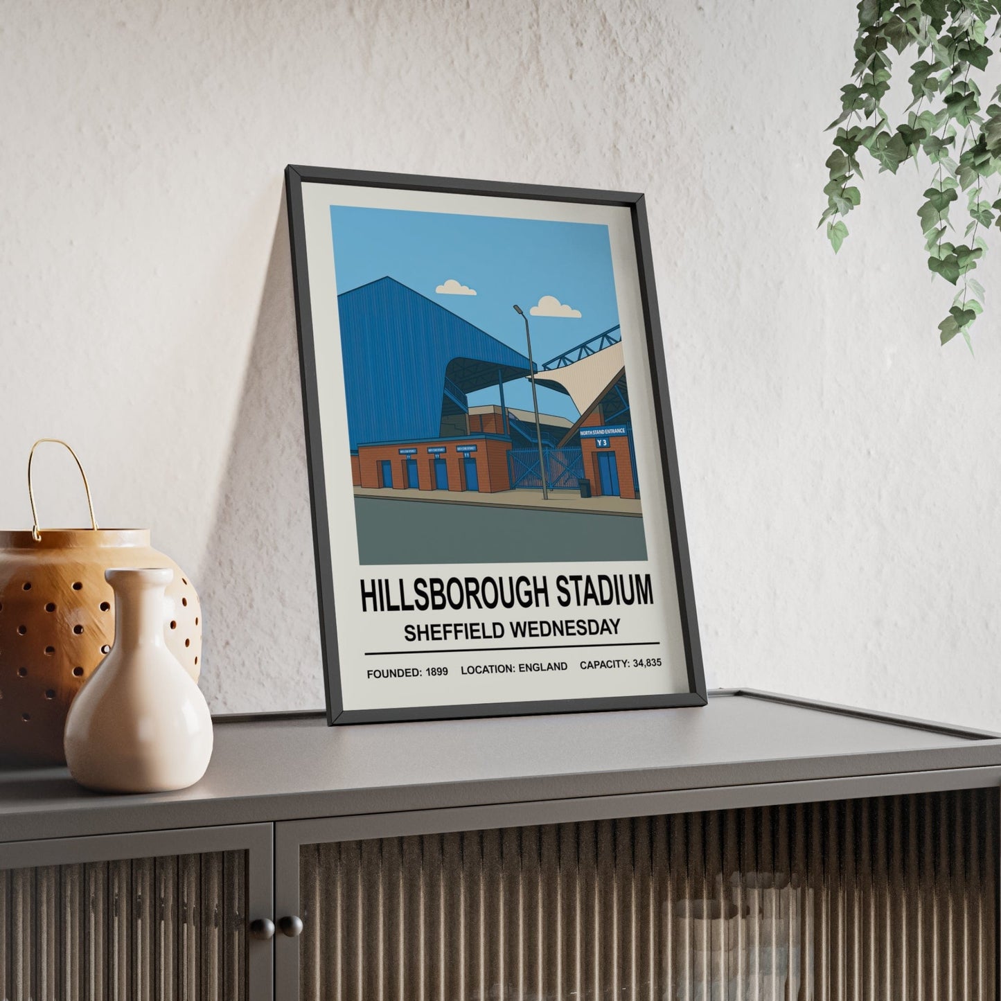 Framed Sheffield Wednesday Hillsborough Stadium poster