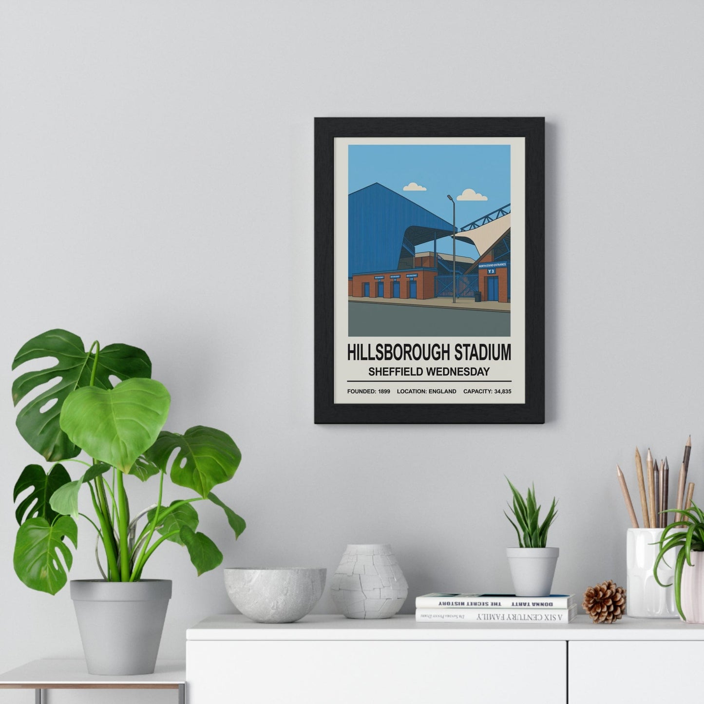Framed Sheffield Wednesday Hillsborough Stadium poster