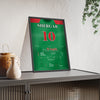 Shergar Derby 1981 Horse Racing Poster - Won by 10 Lengths Silks Print framed and leaning on a sideboard