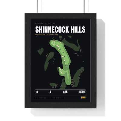 Shinnecock Hills 18th Hole print framed in a black frame, ready to hang