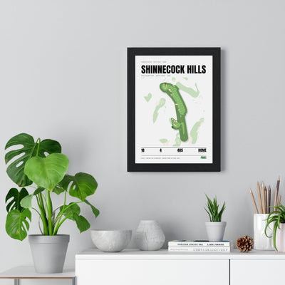 Shinnecock Hills 18th Hole White print framed on a living room wall
