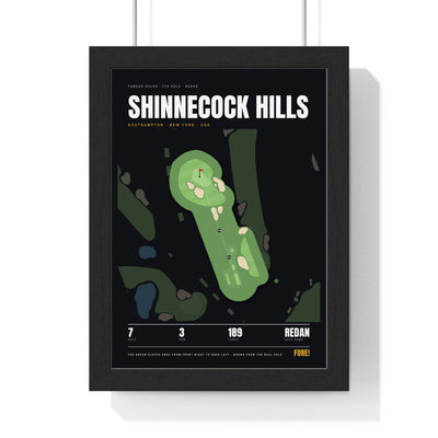 Shinnecock Hills 7th Hole print framed in a black frame, ready to hang