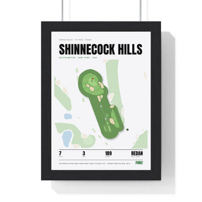 Shinnecock Hills 7th Hole White print framed in a black frame, ready to hang