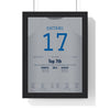 Shohei Ohtani 2024 50-50 Game Poster - Los Angeles Dodgers 17 Jersey Print framed in a black frame, ready to hang