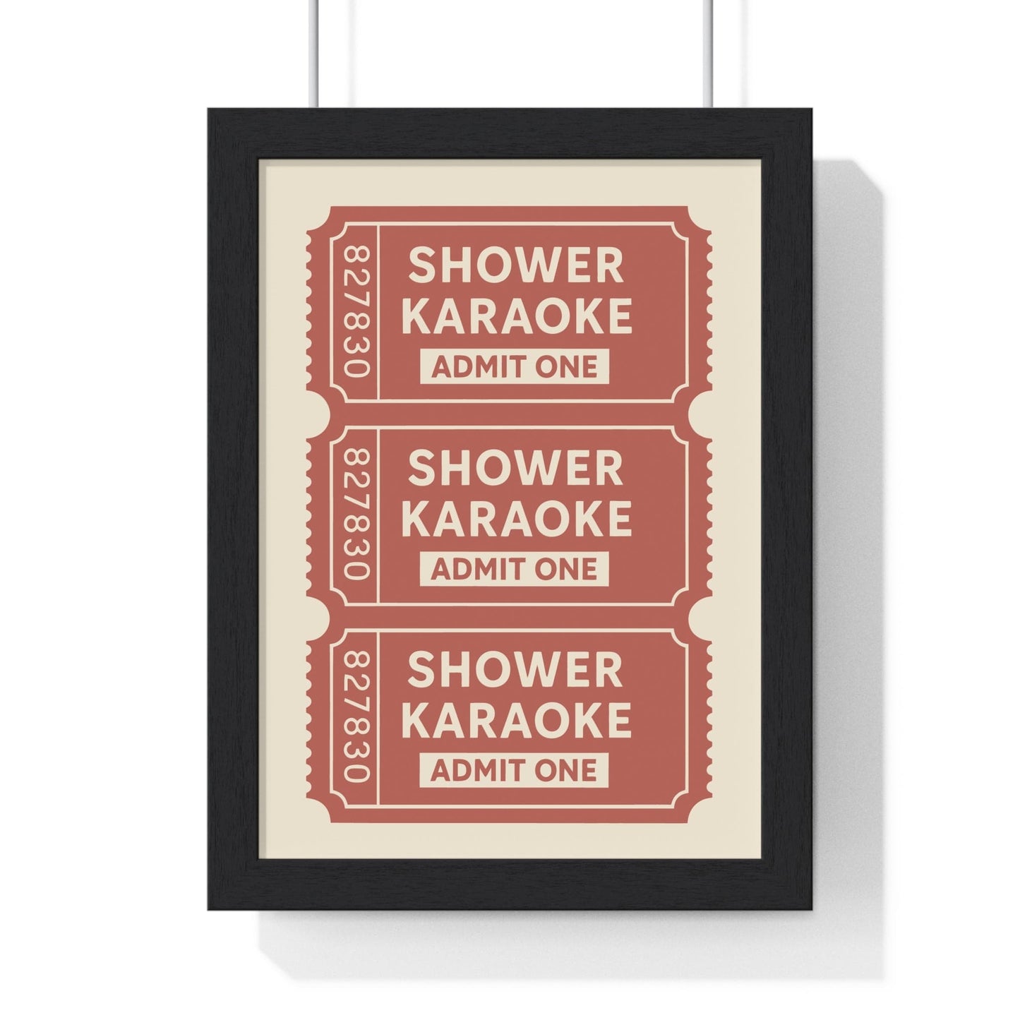 Framed Shower Karaoke Admit One Ticket Bathroom Print print