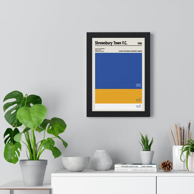 Framed Shrewsbury Town Poster - Modern Football Artwork With Blue and Amber poster
