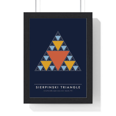 Sierpinski Triangle print framed in a black frame, ready to hang