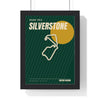 Silverstone Retro Grand Prix print framed in a black frame, ready to hang