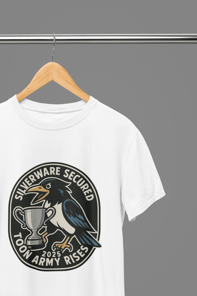 Black t-shirt with Silverware Secured - Toon Army Rises 2025 Newcastle Inspired /Sweatshirt