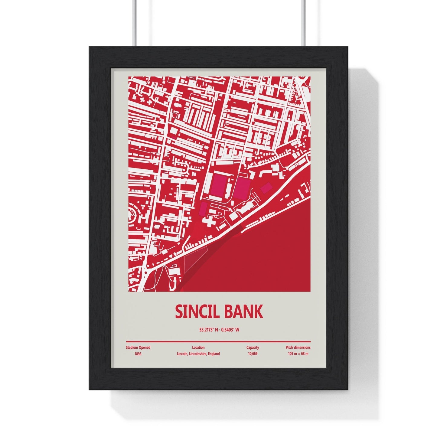 Framed Sincil Bank Stadium map print