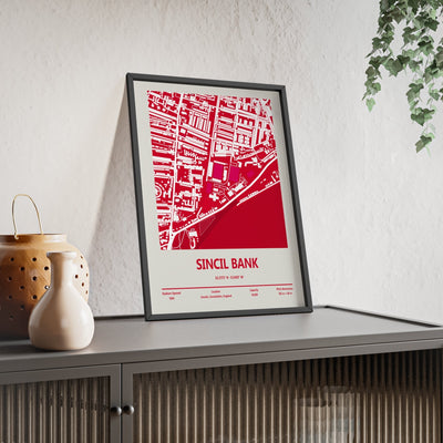 Framed Sincil Bank Stadium map print
