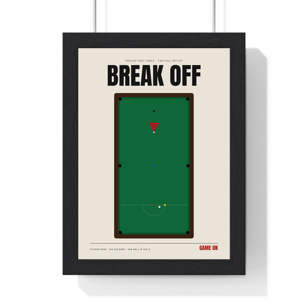Snooker Table print framed in a black frame, ready to hang
