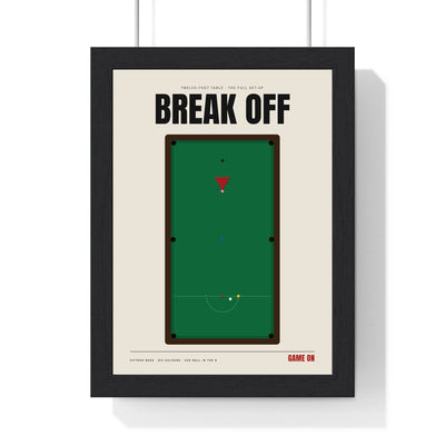 Snooker Table print framed in a black frame, ready to hang