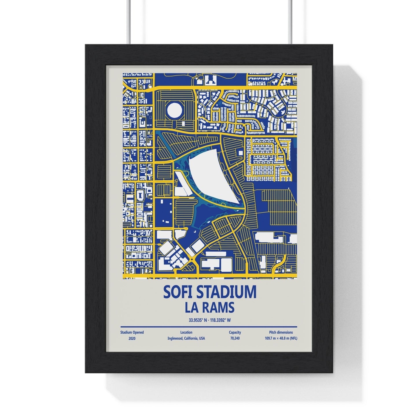 SoFi Stadium LA Rams Stadium Map Print