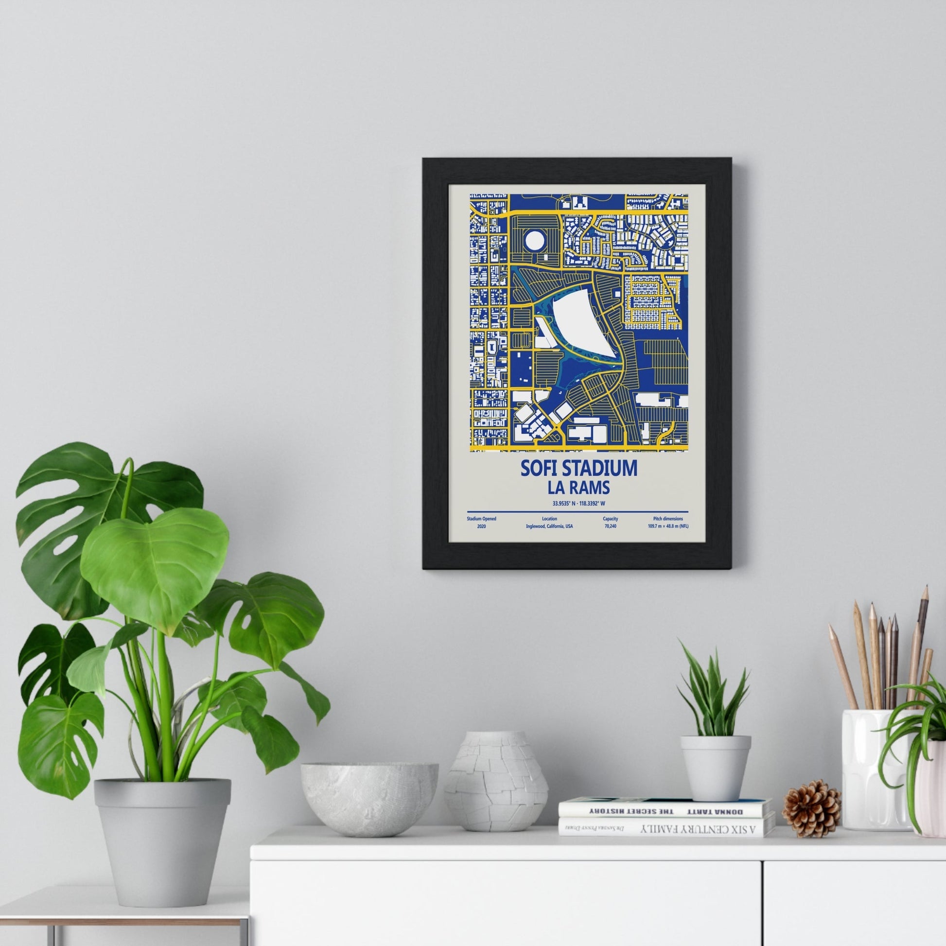 Framed SoFi Stadium LA Rams Stadium map print