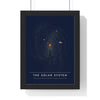 Solar System print framed in a black frame, ready to hang