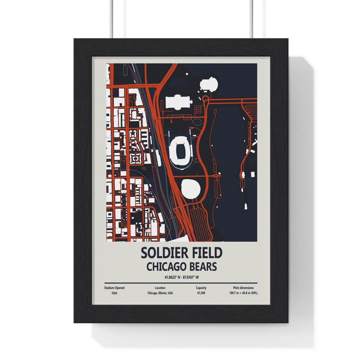 Soldier Field Chicago Bears Stadium Map Print