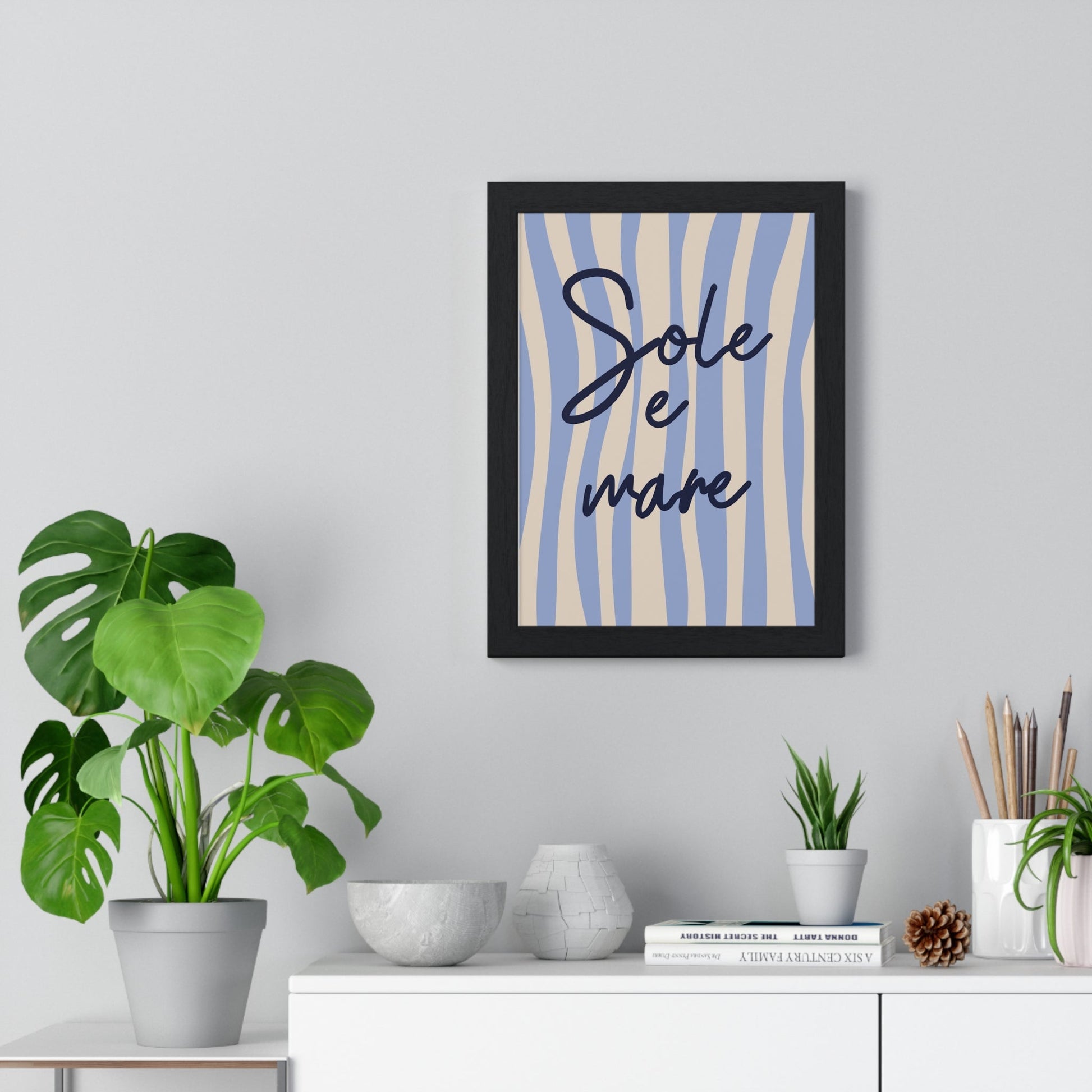 Framed Sole e Mare Italian Kitchen Print - Coastal Typography Art print