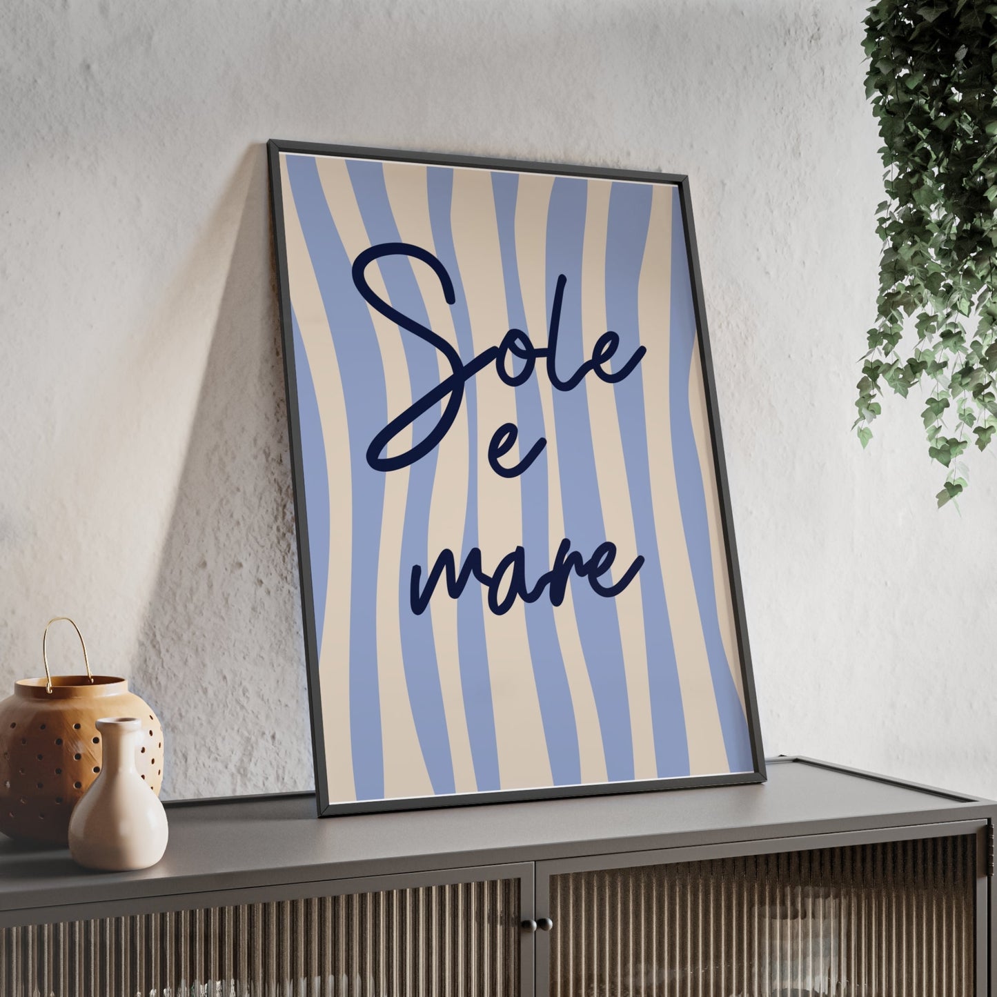 Framed Sole e Mare Italian Kitchen Print - Coastal Typography Art print