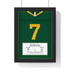 South Africa Rugby World Cup Final 2023 print - du Toit 7 framed in a black frame, ready to hang