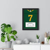 South Africa Rugby World Cup Final 2023 print - du Toit 7 framed on a living room wall