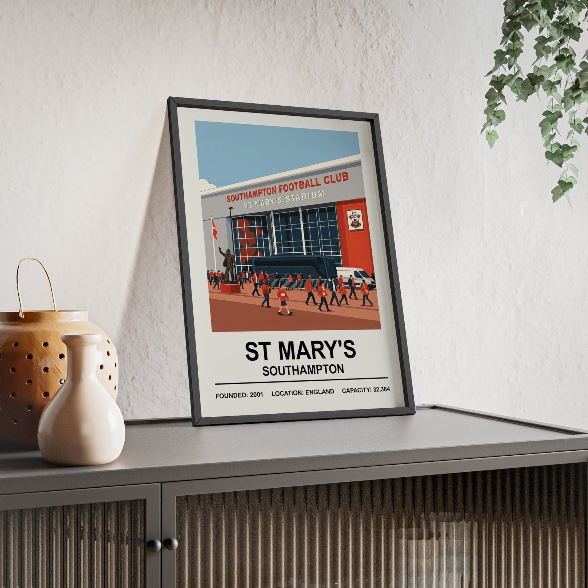 Framed Southampton St Mary's Stadium poster