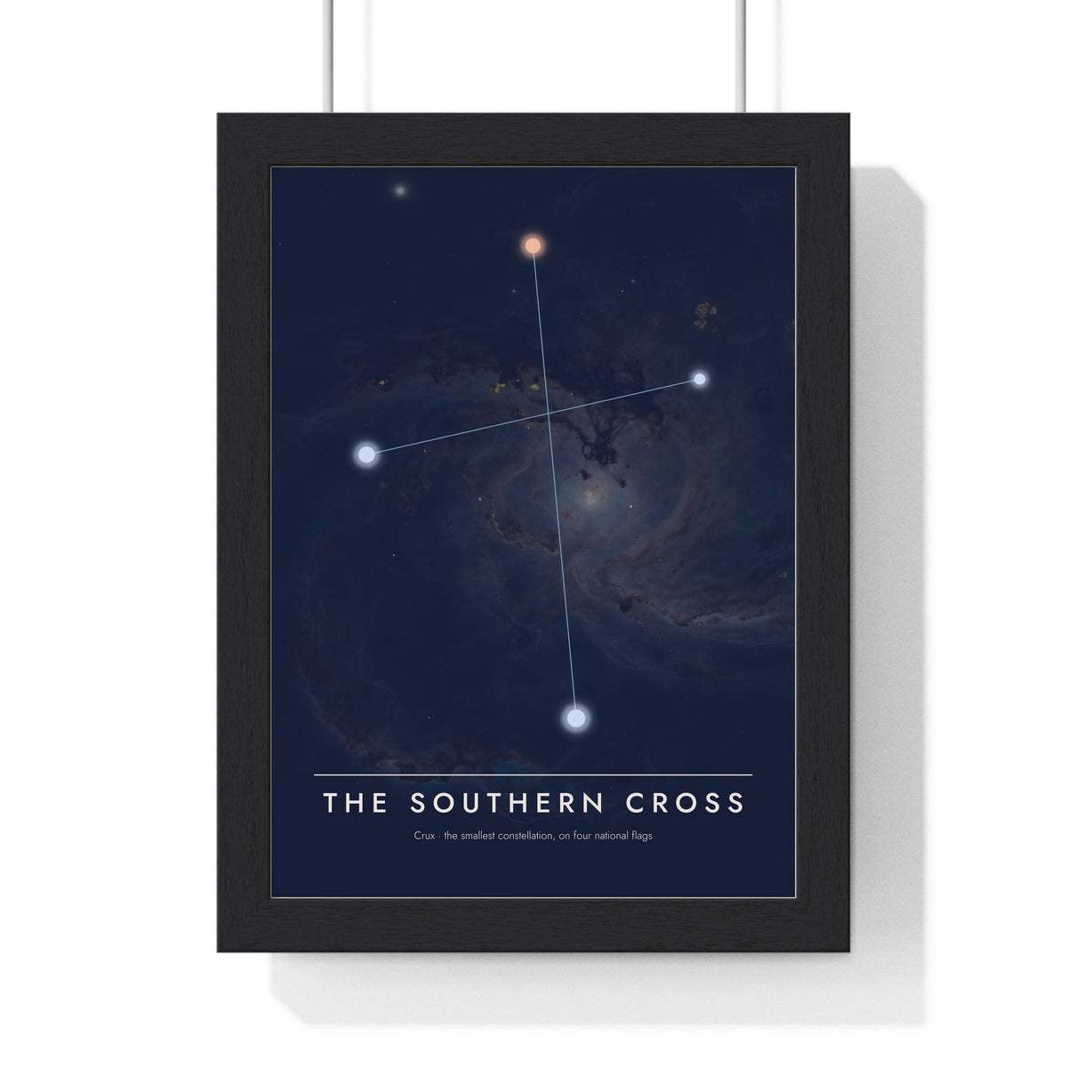 Southern Cross Constellation print framed in a black frame, ready to hang