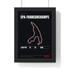 Spa-Francorchamps Circuit print framed in a black frame, ready to hang