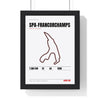 Spa-Francorchamps Circuit print White framed in a black frame, ready to hang