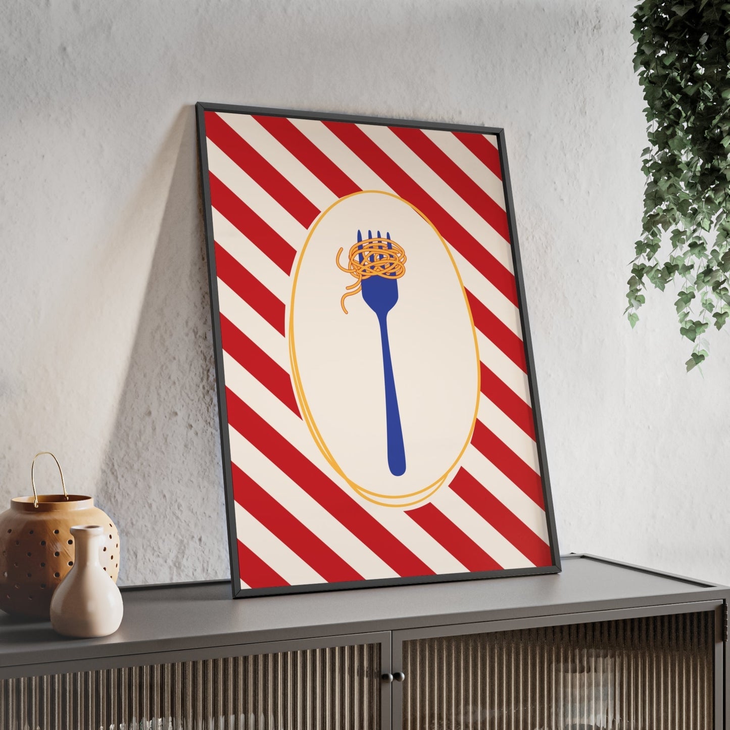 Framed Spaghetti Fork Kitchen Print - Italian Food print