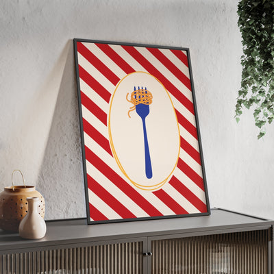 Framed Spaghetti Fork Kitchen Print - Italian Food print