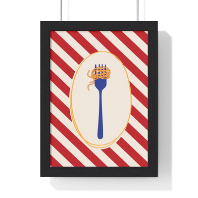 Framed Spaghetti Fork Kitchen Print - Italian Food print