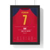Spain World Cup Final 2026 Poster - Ferran Torres 7 Winner v Argentina Shirt Print framed in a black frame, ready to hang