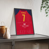 Spain World Cup Final 2026 Poster - Ferran Torres 7 Winner v Argentina Shirt Print framed and leaning on a sideboard