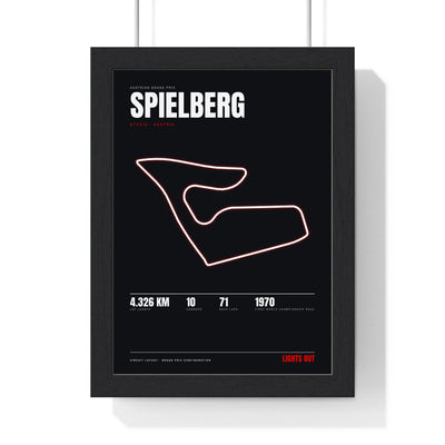 Spielberg Circuit print framed in a black frame, ready to hang