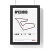 Spielberg Circuit print White framed in a black frame, ready to hang