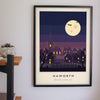 Spooky Village at Night Print - spooky village print on a living room wall