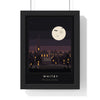 Spooky Village at Night Print - framed black Whitby version