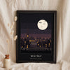Spooky Village at Night Print - black Whitby version of the spooky village print