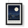Spooky Village at Night Print - framed midnight blue version with a long village name