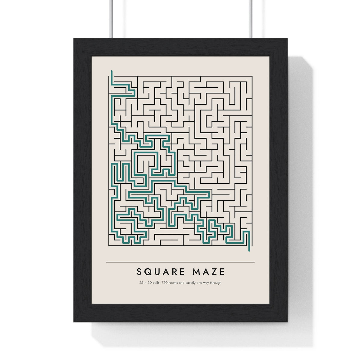 Square Maze print framed in a black frame, ready to hang