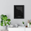 St Andrews street map poster in black, minimal city map print framed on a living room wall