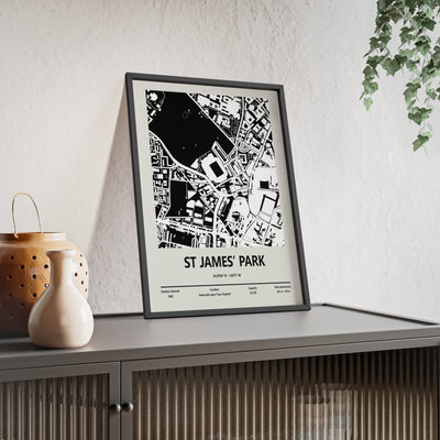 Framed St James' Park Stadium map print