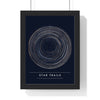 Star Trails print framed in a black frame, ready to hang