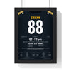 Pittsburgh Steelers Super Bowl X Poster - Lynn Swann 88 Leaping Catch Jersey Print framed in a black frame, ready to hang