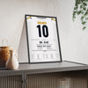 Pittsburgh Steelers Super Bowl XLIII Poster - Santonio Holmes 10 Toe-Tap Touchdown Jersey Print framed and leaning on a sideboard