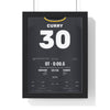 Stephen Curry 2016 Game-Winner at OKC Poster - Golden State Warriors 30 Jersey Print framed in a black frame, ready to hang