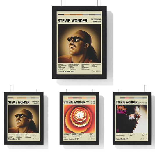 Stevie Wonder Album Cover Poster - Poster Kingz - A5 (unframed) - Vintage - The Definitive Collection