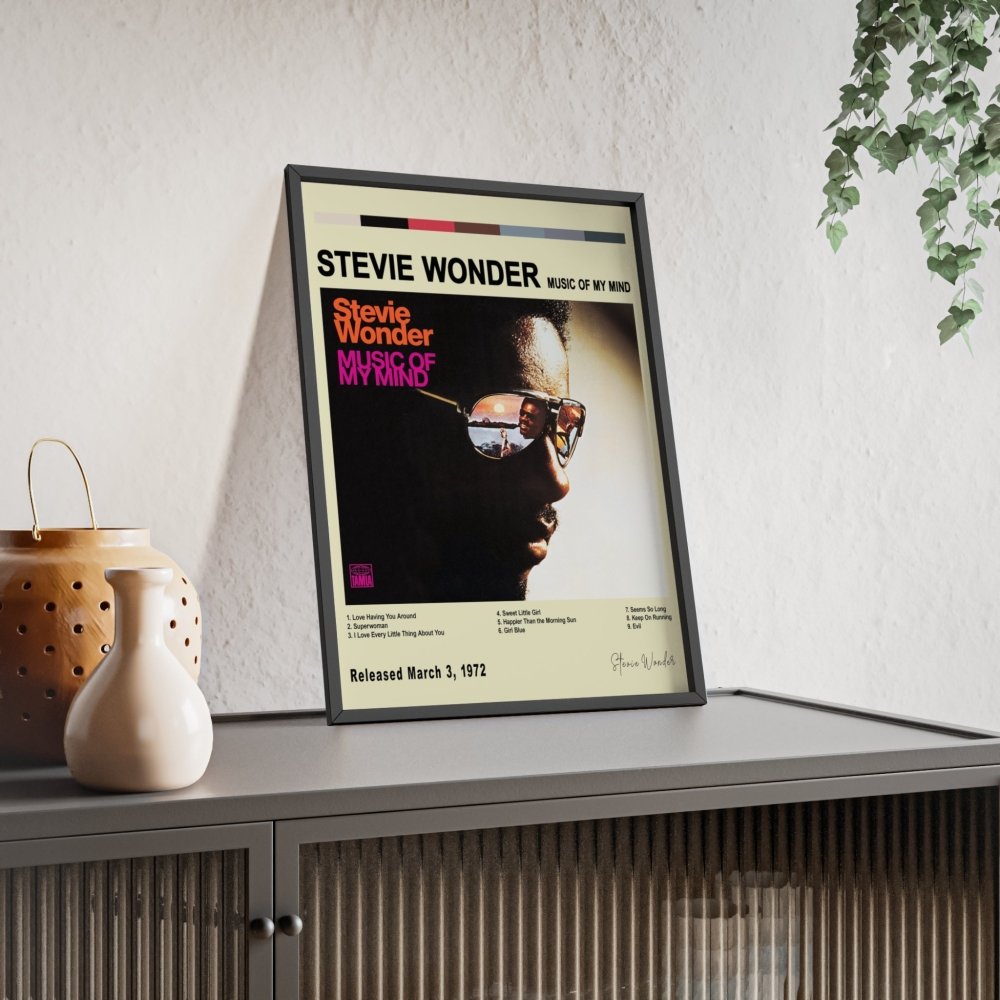 Stevie Wonder Album Cover Poster - Poster Kingz - A5 (unframed) - White - Music of My Mind